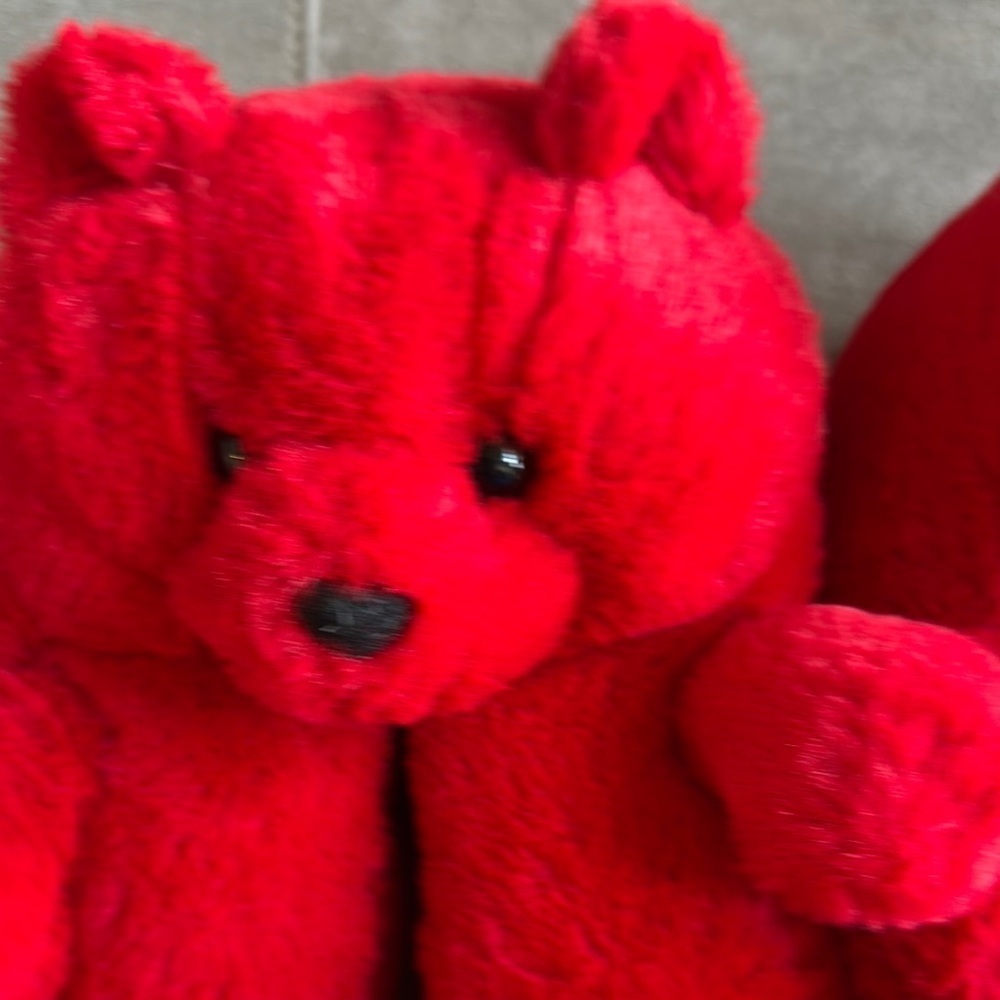 Vibrant Red Plush Bear - Picture 2 of 8